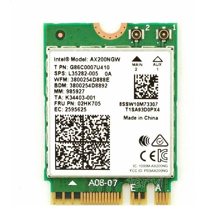 Intel Μετατροπείς - Αντάπτορες Ασύρματη Κάρτα Δικτύου Wi-Fi 6 1000Mbps PCI-e AX200 NGWG NV