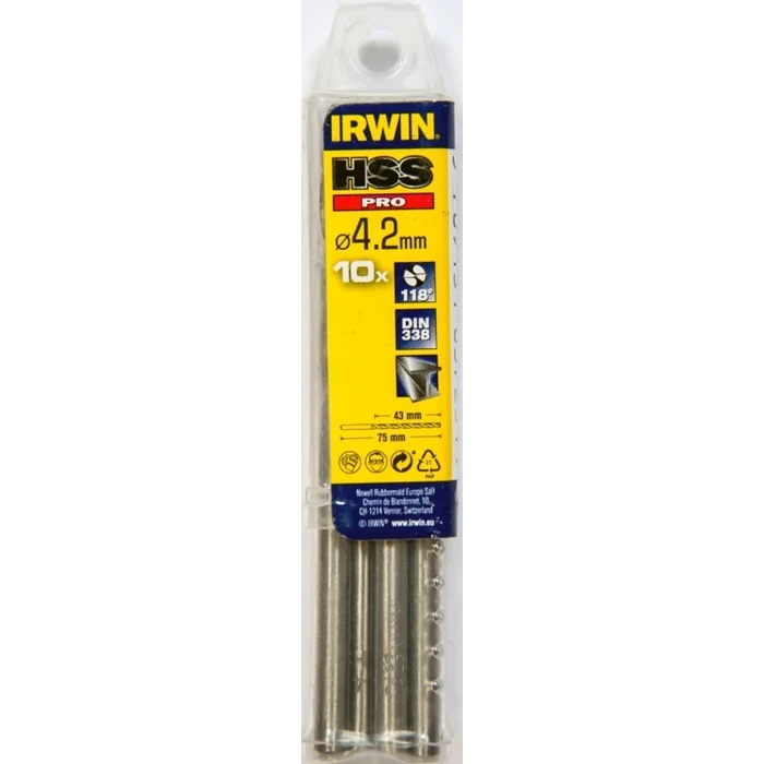 Irwin Σετ 10 Τρυπάνια HSS για Μέταλλο 4.2 mm (10502273)