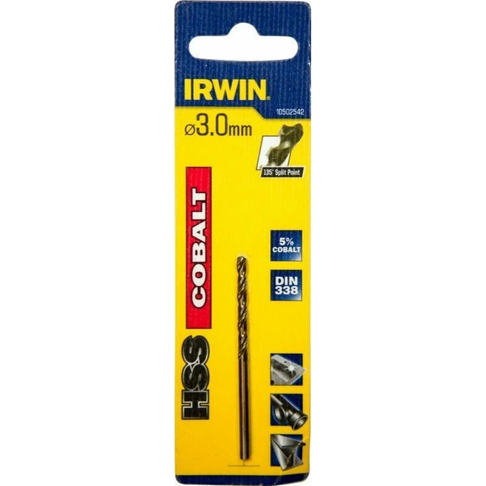 Irwin HSS (cobalt) Drill Bit 3x61mm with Cylindrical Shank