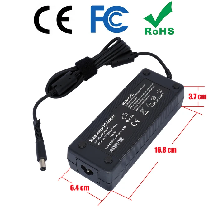 HP Laptop Charger 120W (18.5V, 6.5A) with Detachable Power Cord - MPN 693709-001