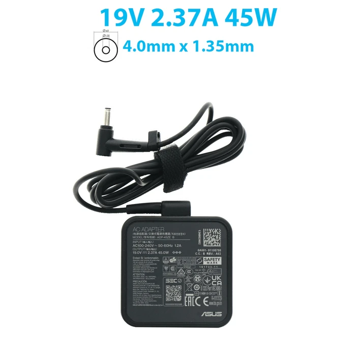 Asus Laptop Charger 45W 19V 2.37A with 4.0mm x 1.35mm DC Plug - Model 0A001-00232500