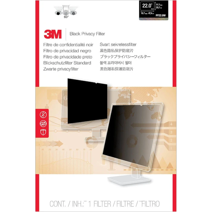 3M PF22W Φίλτρο Οθόνης Ιδιωτικότητας 22 ιντσών