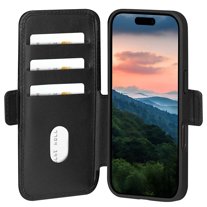 dbramante1928 Copenhagen Slim Leather Folio Wallet Case for Apple iPhone 17 Pro - Black