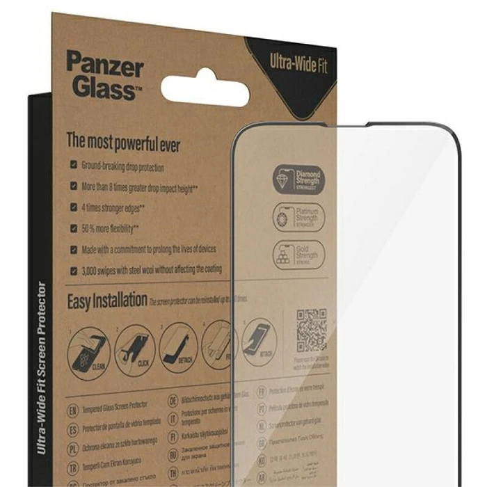 PanzerGlass Ultra-Wide Fit Antibacterial Full Face Tempered Glass Μαύρο (iPhone 17e / 16e / 14 / 13 / 13 Pro) 2783