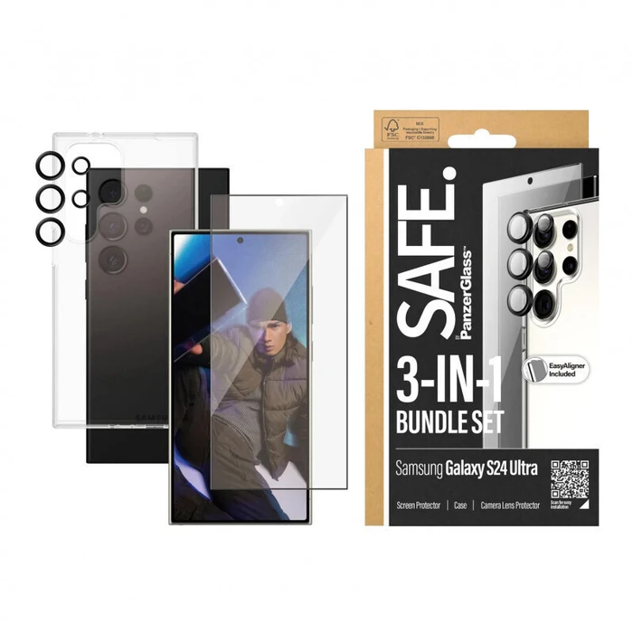 PanzerGlass 3-in-1 Tempered Glass Screen Protector Bundle for Samsung Galaxy S24 Ultra