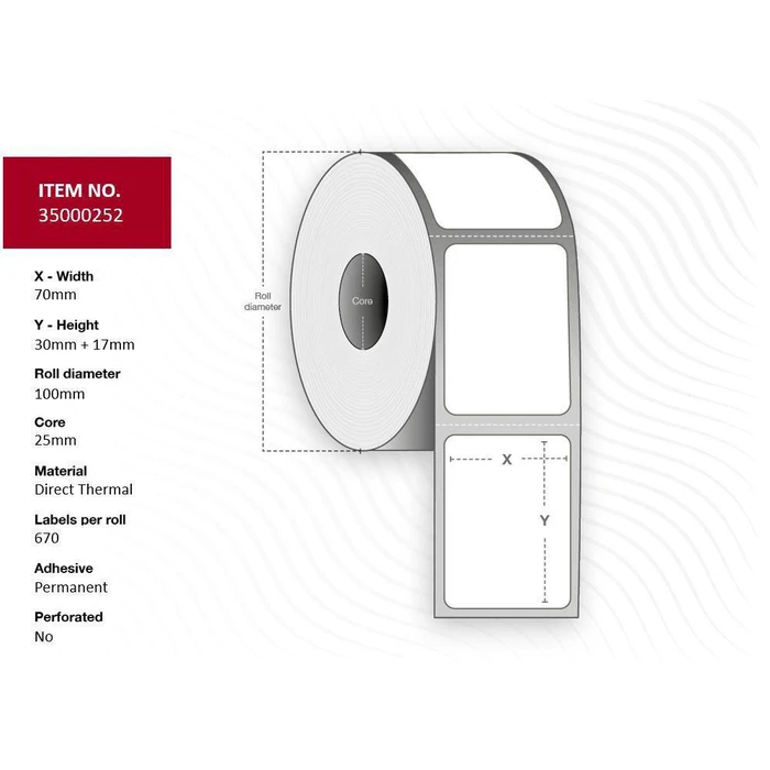 Capture 35000252 - 670 Αυτοκόλλητες Ετικέτες σε Ρολό 70x30mm (Πυρήνας 25mm)