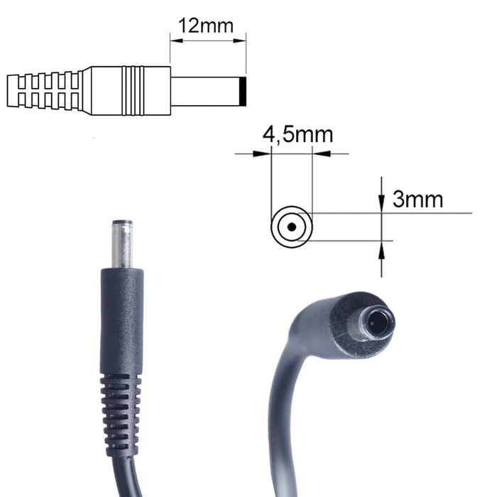 Dell Laptop Charger 65W (19.5V 3.34A) with Detachable Power Cable – MPN 0YTFJC ⚡