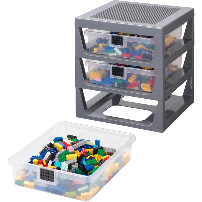 LEGO Πλαστικό Συρταράκι Γραφείου 3 Θέσεων Γκρι