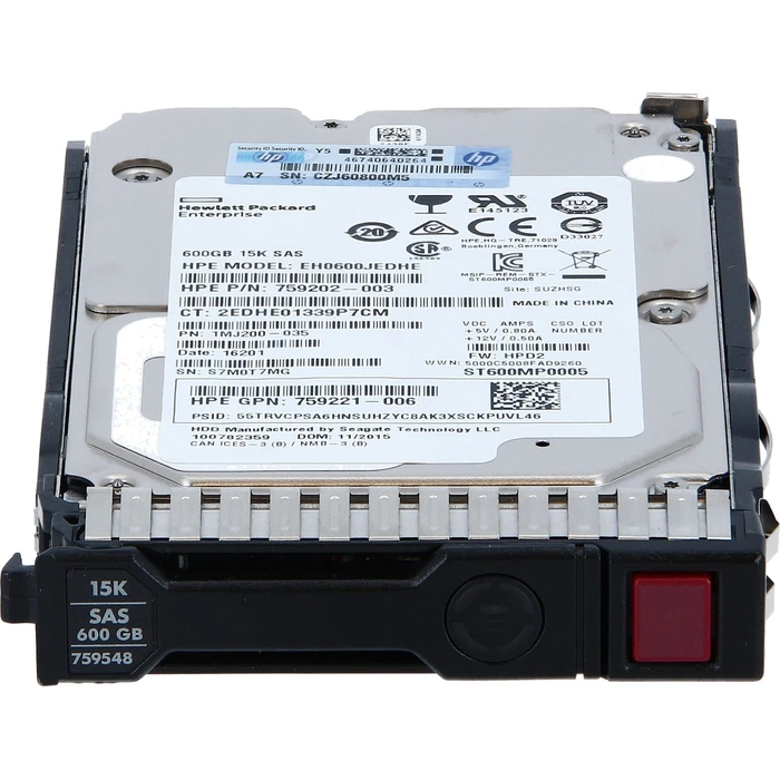 Hewlett Packard Enterprise (HPE) 600GB 2.5" SAS 15000RPM HDD for Server - Model 759548-001