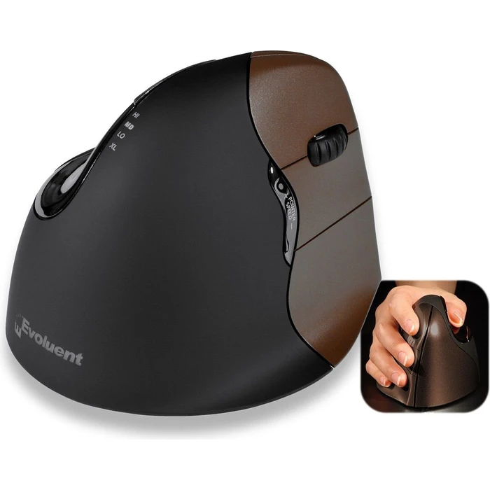 Evoluent VerticalMouse 4 Small Wireless Ergonomic Mouse Brown (Right Hand)