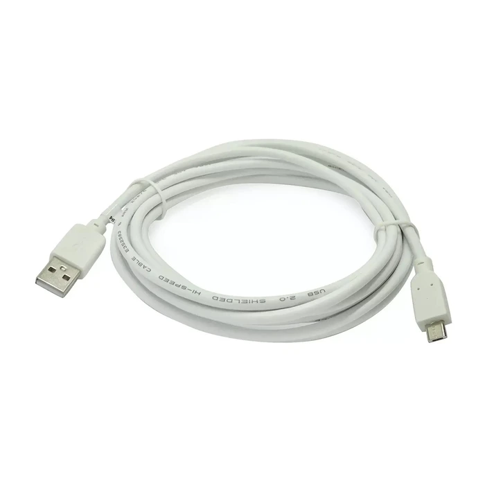 Gembird 3m USB A to Micro B (Micro USB 5-pin) Cable, USB 2.0, White (USBABMICRO3W)