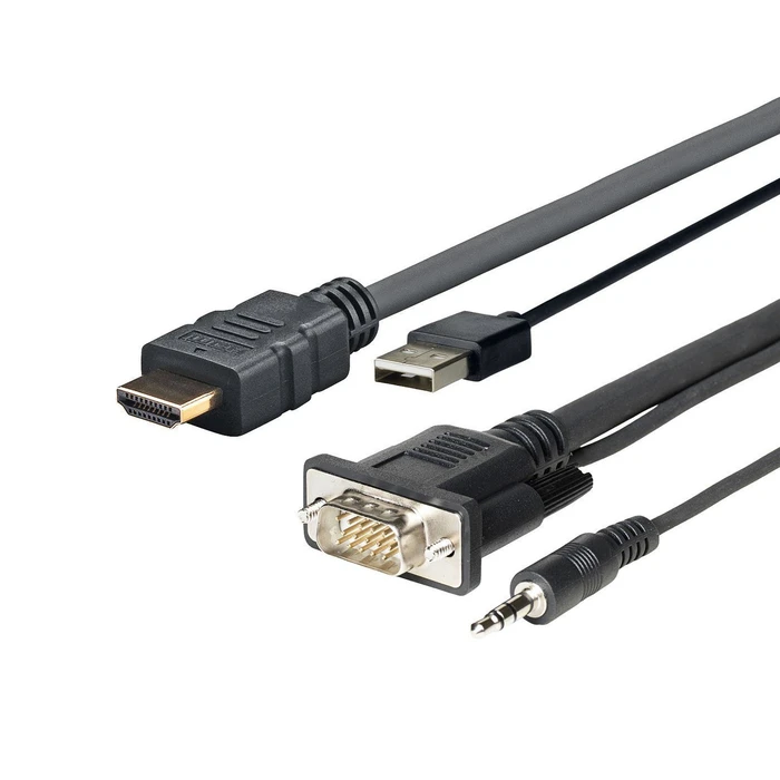Vivolink Cable HDMI male - HDMI male / USB-A male / VGA male 3m Black (PROHDMIMVGA3)
