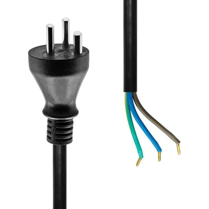 ProXtend Power Cord Type K (Denmark) to Open End, 3 m, Black