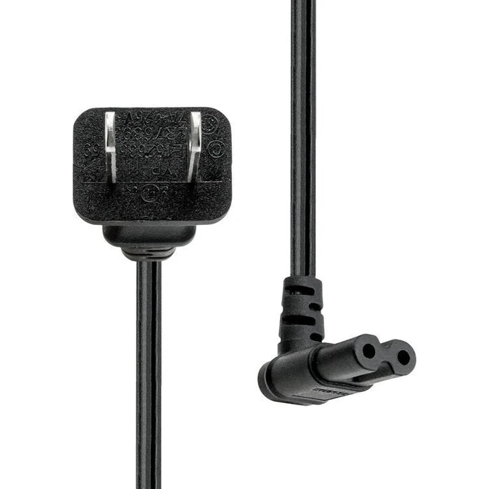 Power Cord US type A to angled IEC C7 2M Black
