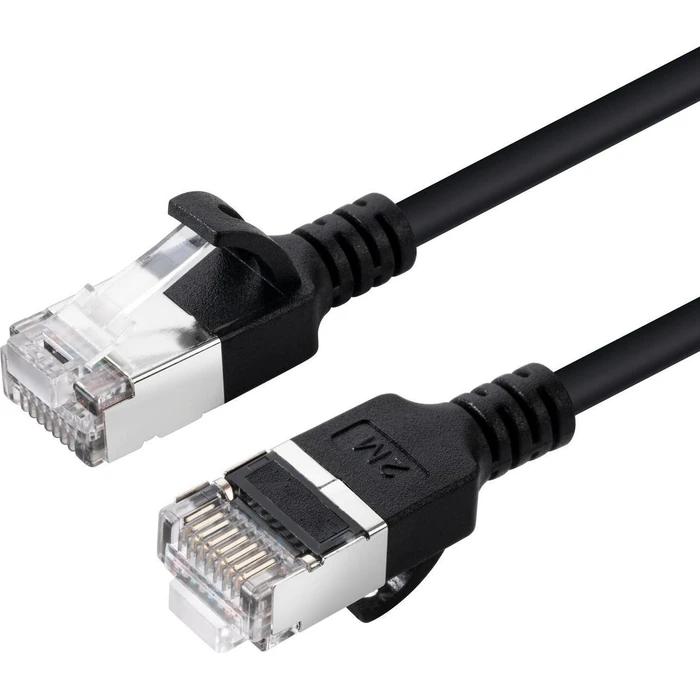 Microconnect CAT6A U/FTP Slim Network Cable, 2 m, Black, RJ45-RJ45