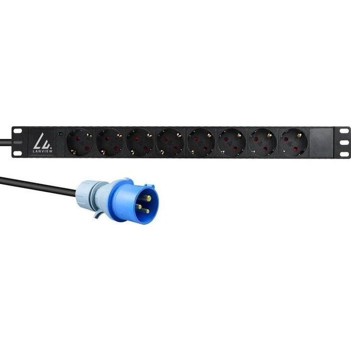 Lanview Πολύπριζο Rack LVR-3MIEC-LIC-SCH8 (8× Schuko, καλώδιο 3m)