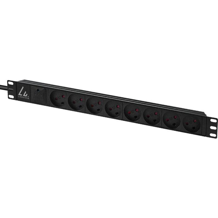 Lanview Rack Mount Power Strip LVR-2MDK-SPD-DK8, 19" 1U, 8 x Type K, 13A