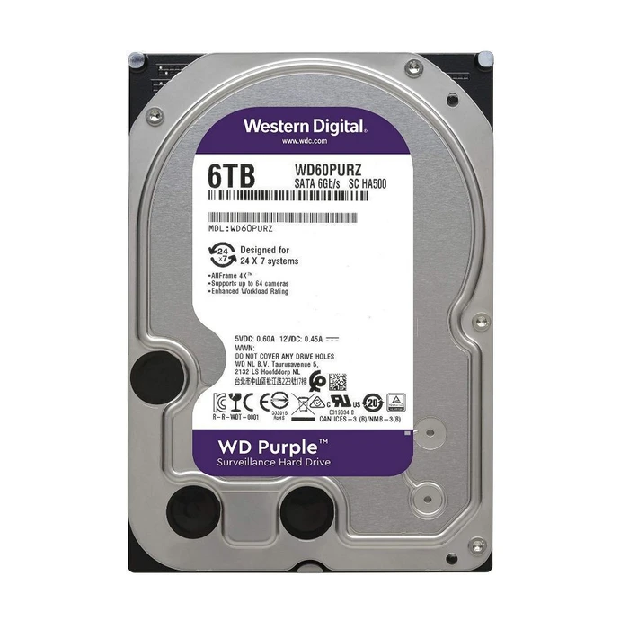 Western Digital Purple 6TB 3.5" SATA III 5400rpm 256MB Cache HDD WD64PURZ