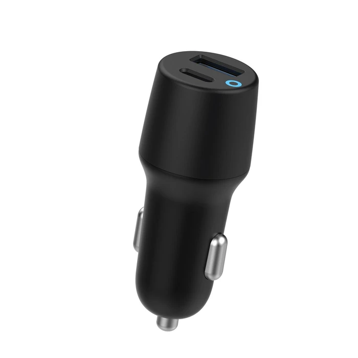 eStuff Car Charger 38W Fast Charging 1xUSB-A 1xUSB-C Brown ES631031