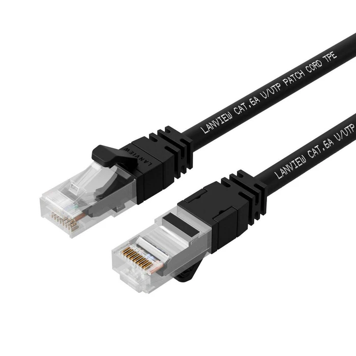 Lanview Cat.6a U/UTP Ethernet Patch Cable 10 m Black LSZH Flat High-Flex - LV-UTP6A10B