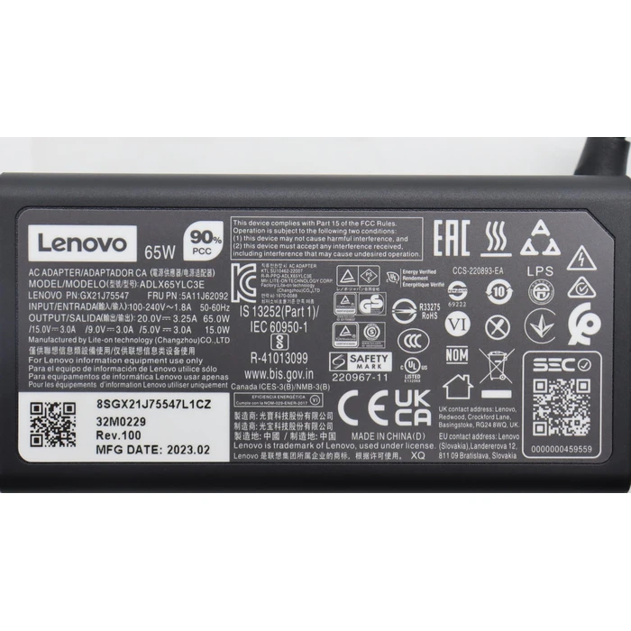 Lenovo USB‑C Φορτιστής Laptop 65W (5A11J62092)