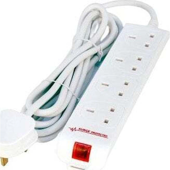 MicroConnect Πολύπριζο 4 Θέσεων με Προστασία Υπερτάσης και Καλώδιο 2m (Type G) - Λευκό