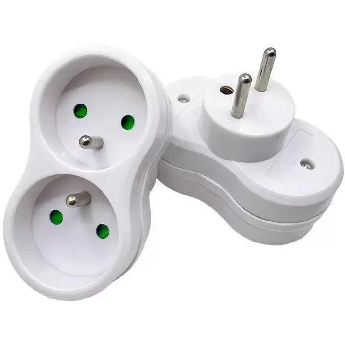 MicroConnect Power Adapter Plug EU to 2x French Type E, White