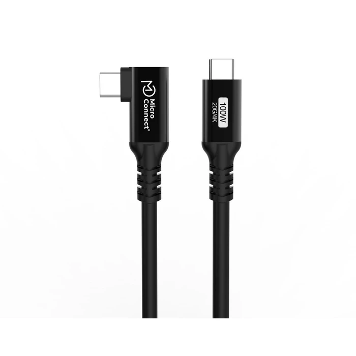 MicroConnect USB-C to USB-C Premium Cable 0.5 m, 100 W, USB 3.2 Gen 2x2 (20 Gbps), 90° angled