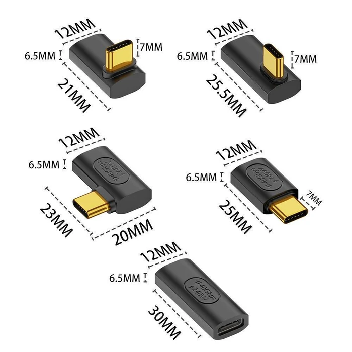 USB4 USB-C Female to Female Adapter, 40 Gbps, 240W, Straight (Black)