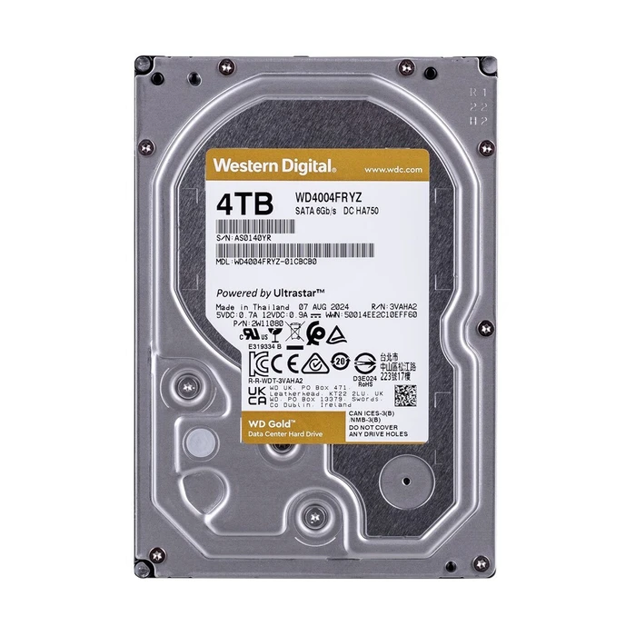 Western Digital Gold 4TB 3.5" SATA III 7200rpm 256MB Cache Internal HDD WD4004FRYZ
