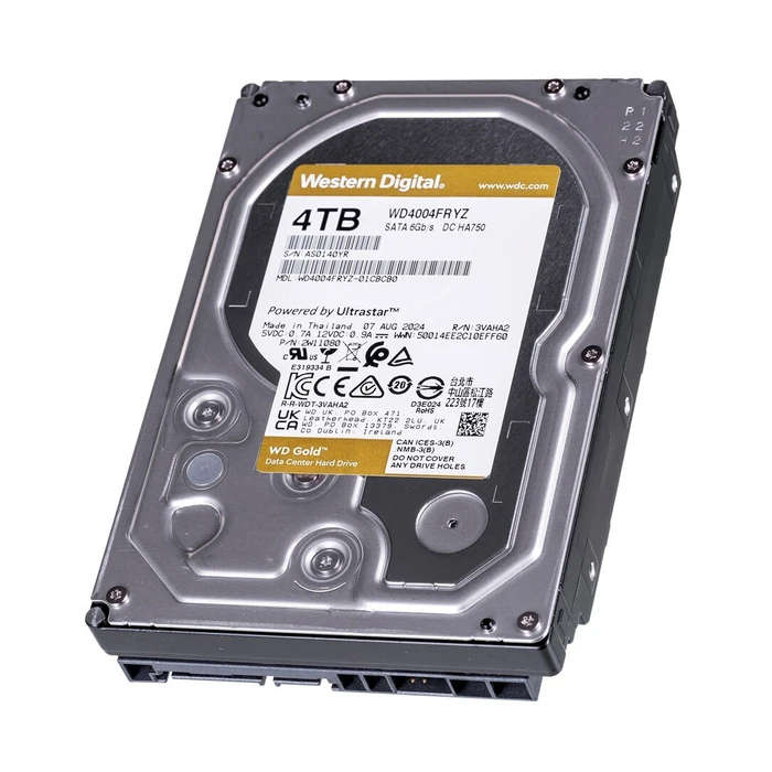Western Digital Gold 4TB 3.5" SATA III 7200rpm 256MB Cache Internal HDD WD4004FRYZ