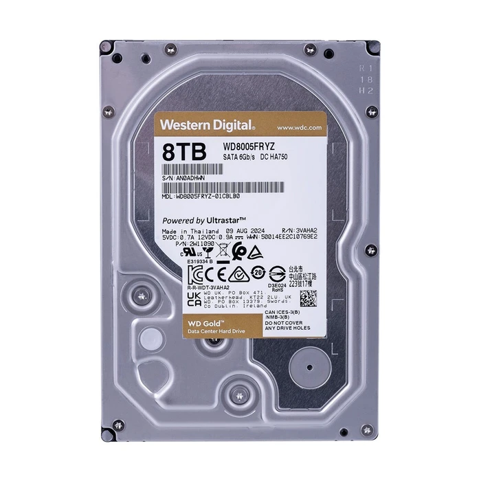 Western Digital Gold 8TB 3.5" SATA III HDD 7200 rpm 256 MB Cache for NAS/Server WD8005FRYZ