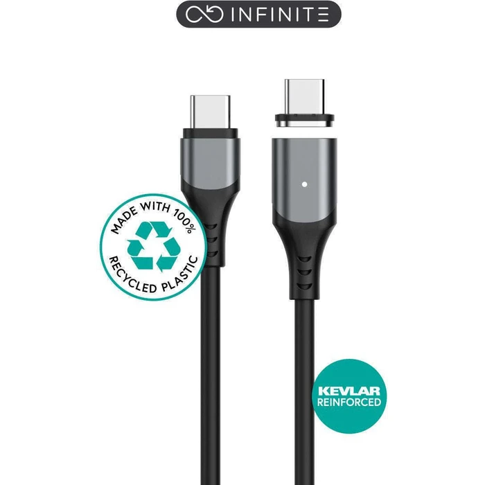 eSTUFF INFINITE Magnetic USB-C Cable 100W - 2 m - Black