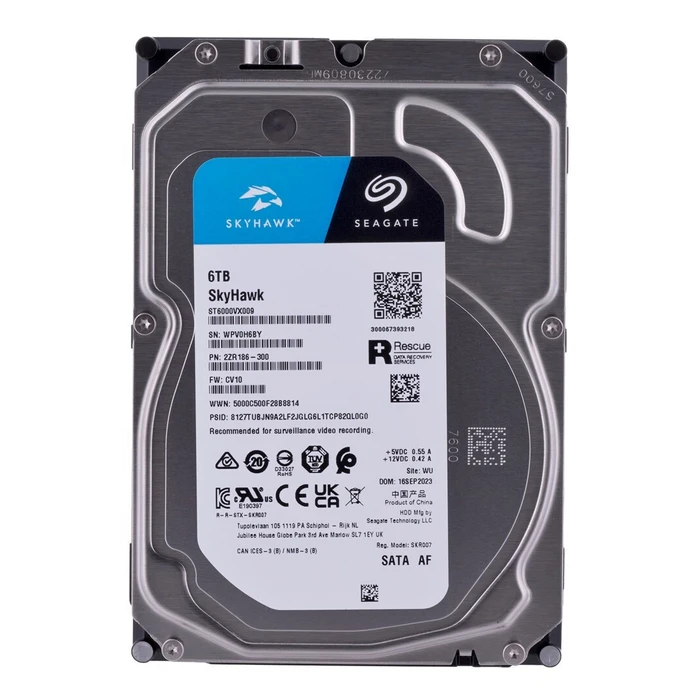 Seagate SkyHawk +Rescue 6TB HDD Σκληρός Δίσκος 3.5" SATA III με 256MB Cache για Desktop / Καταγραφικό ST6000VX009