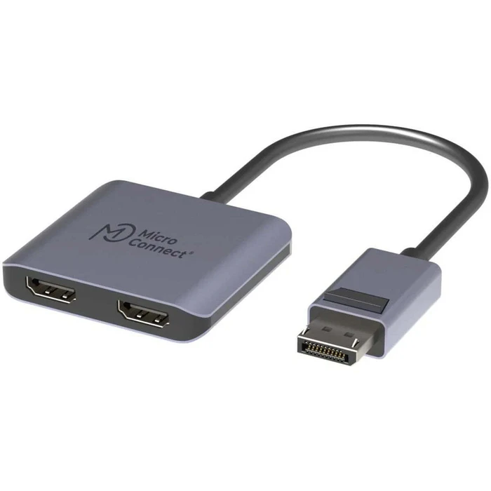 MicroConnect DisplayPort (male) to 2x HDMI (female) Adapter - Grey (MC-DP-2XHDMI)