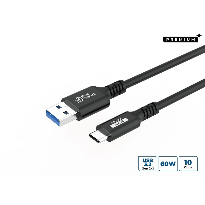 MicroConnect Premium USB-C (male) to USB-A cable 0.15 m 60W (USB3.2AC015)