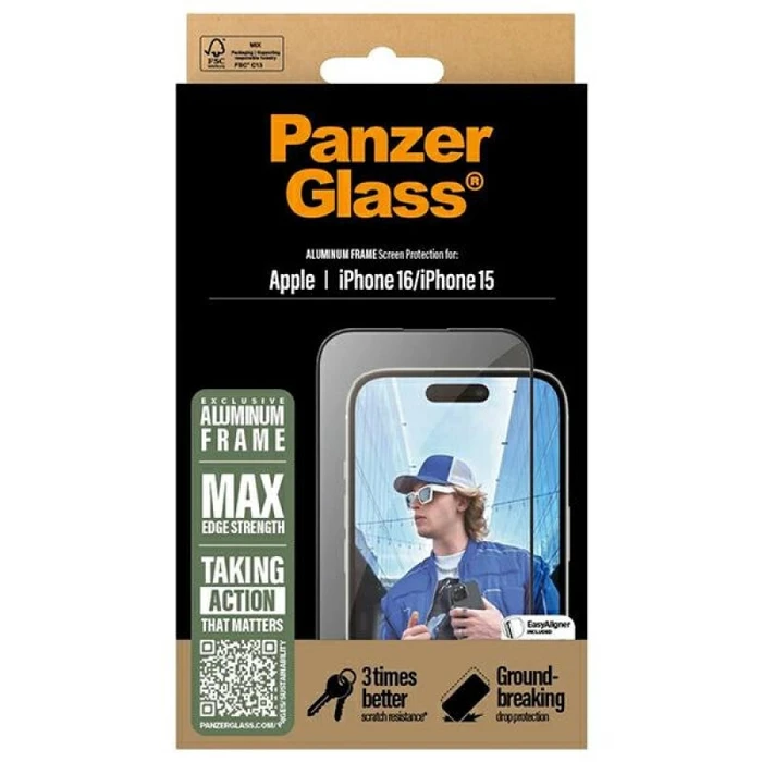 Screen Protector PanzerGlass Aluminium Frame iPhone 16 6.1 inch