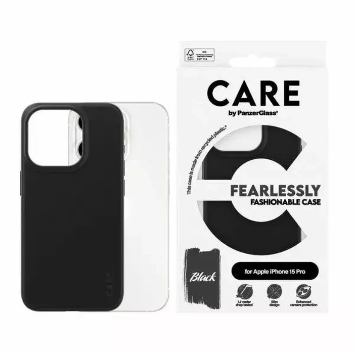 PANZERGLASS CARE Fearlessly Fashionable Case for Apple iPhone 15 Pro - Black