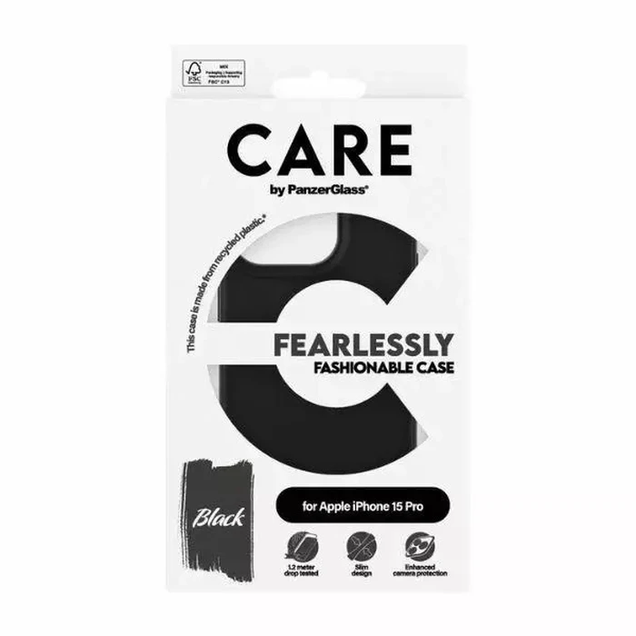 PANZERGLASS CARE Fearlessly Fashionable Case for Apple iPhone 15 Pro - Black