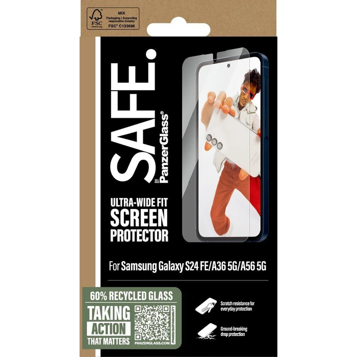 PanzerGlass SAFE Screen Protector for Samsung Galaxy S24 FE 5G / A36 5G / A56 5G