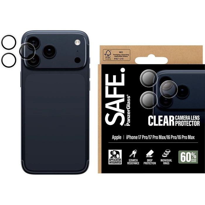 PanzerGlass Safe Προστασία Κάμερας Tempered Glass Διάφανο για iPhone 17 Pro, 17 Pro Max, 16 Pro, 16 Pro Max (SA74645)