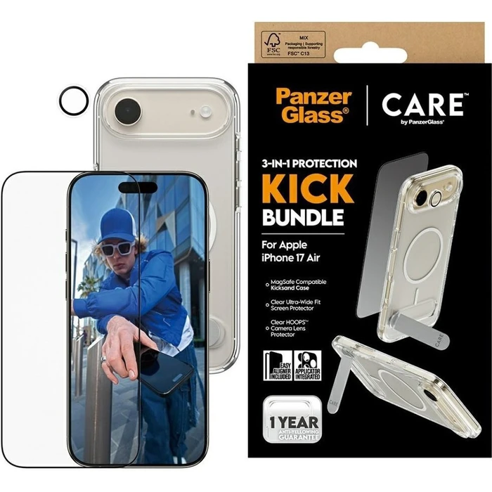 PanzerGlass CARE BY 3-IN-1 FEATURE KICK BUN - Phone case with tempered glass (iPhone Air)