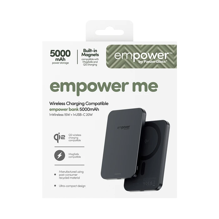 PanzerGlass Empower MagSafe 5000mAh 15W με Θύρα USB-C Μαύρο