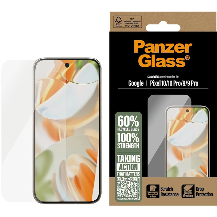 PanzerGlass Tempered Glass Screen Protector for Google Pixel 10 / 10 Pro / 9 / 9 Pro (PG25945)