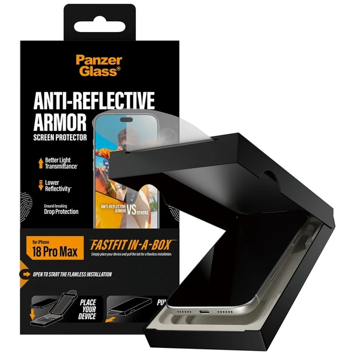 PanzerGlass Anti-Reflective Armor Screen Protector for Apple iPhone 18 Pro Max with FastFit In-A-Box