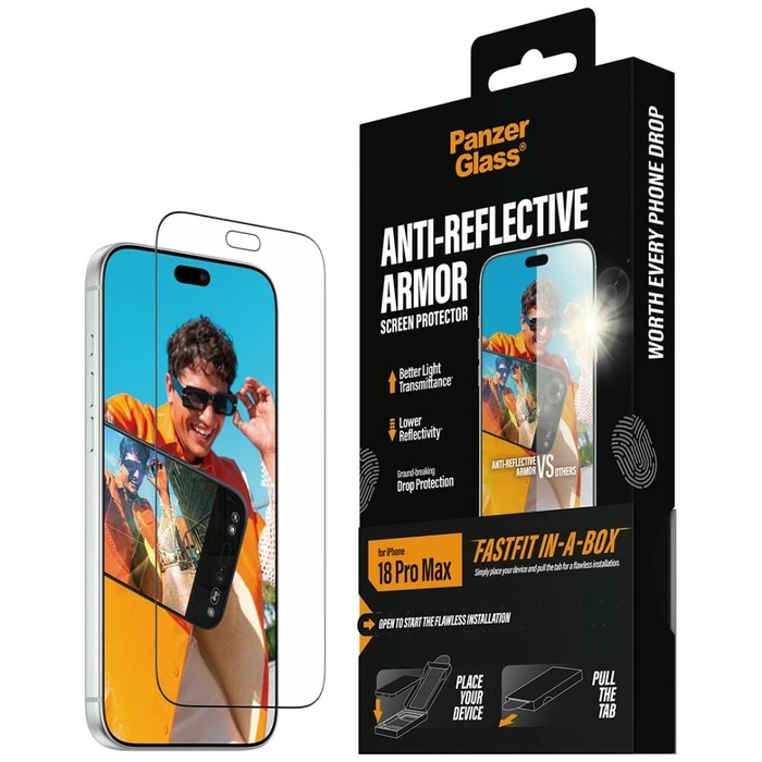 PanzerGlass Anti-Reflective Armor Screen Protector for Apple iPhone 18 Pro Max with FastFit In-A-Box
