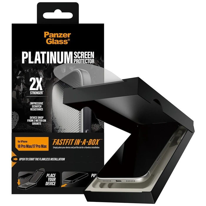 PanzerGlass Platinum προστατευτικό οθόνης για iPhone 17 Pro Max με FASTFIT IN‑A‑BOX