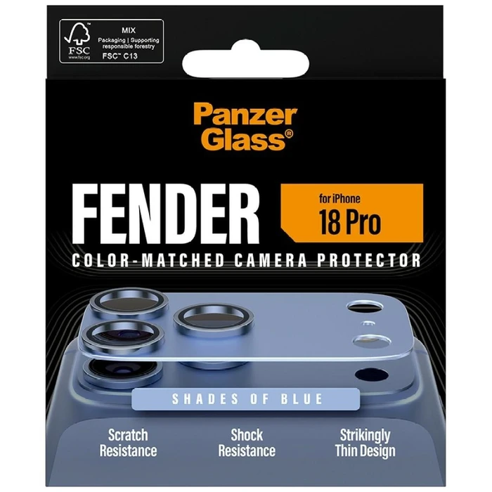 PanzerGlass Fender Προστατευτικό Κάμερας για Apple iPhone 18 Pro - Αποχρώσεις Μπλε