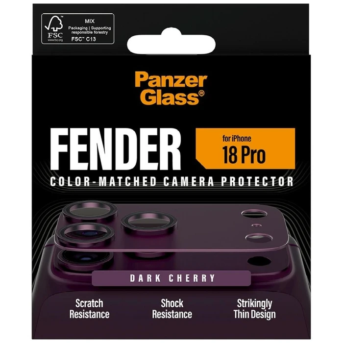 PanzerGlass Fender Camera Protector Tempered Glass Dark Cherry (Purple) for Apple iPhone 18 Pro - PG27428