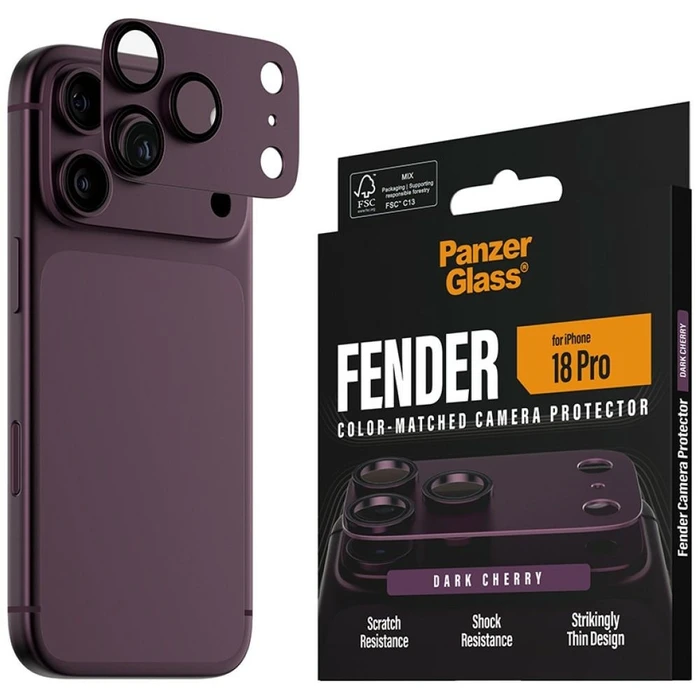 PanzerGlass Fender Camera Protector Tempered Glass Dark Cherry (Purple) for Apple iPhone 18 Pro - PG27428